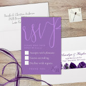 Pum Lila Calligraphy Script Wedding RSVP Card Karte
