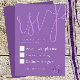 Pum Lila Calligraphy Script Wedding RSVP Card Karte