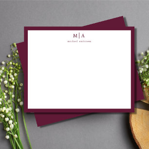 Pum Lila Classic Border Monogram Korrespondenz Mitteilungskarte