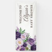 Pum Lila Greenery White Baby Shower Banner (Vertikal)