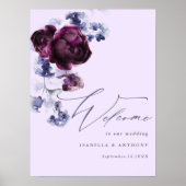 Pum Lila & Indigo Blauer Blumenstrauß Hochzeitsfei Poster (Vorne)