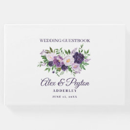 Pum Lila Lavendel Floral White Wedding Gästebuch