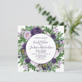Pum Lila Lavender Blumengrün Hochzeit Einladung (Stehend Vorderseite)