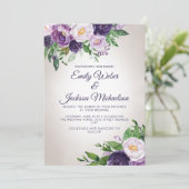 Pum Lila Lavender Greenerity Wedding Einladung (Stehend Vorderseite)