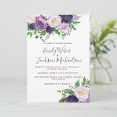 Pum Lila Lavender Greenerity Wedding Einladung (Stehend Vorderseite)