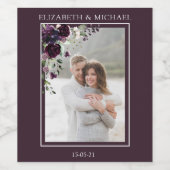 Pum Lila Mauve Floral Water Wedding Weinetikett (Einzelnes Label)