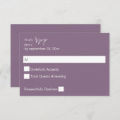 Pum Lila MOD Calligraphy no Meal UAWG RSVP Karte (Vorne/Hinten)