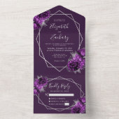 Pum Silver Floral Geometric Pum Wedding All In One Einladung (Innen Boden)