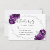 Pum Silver Floral Geometric White RSVP Karte (Vorderseite)