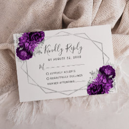 Pum Silver Floral Geometric White RSVP Karte