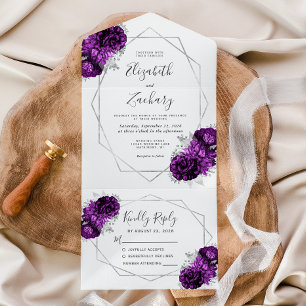 Pum Silver Floral Geometric White Wedding All In One Einladung