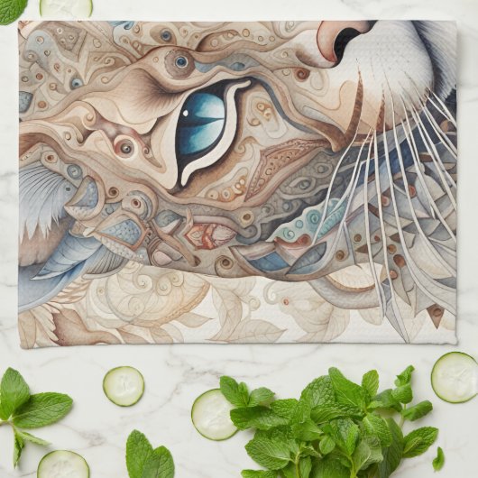 Puma Face Surreal Art Geschirrtuch (Gefaltet)