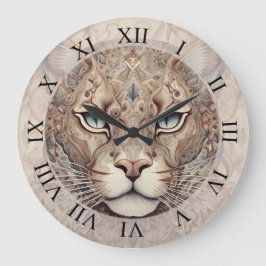 Puma Face Surreal Art Große Wanduhr