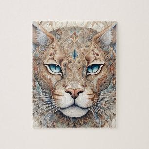 Puma Face Surreal Art Puzzle