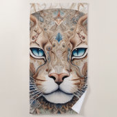 Puma-Gesicht Surreal Art Strandtuch (Vorderseite)