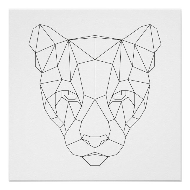 Puma Head Geometric Black & White Modern Art Print Poster (Vorderseite)
