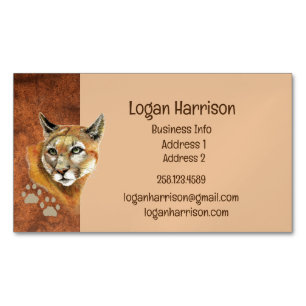 Puma, Mountain Lion, Cougar Tracks Business Card Magnetische Visitenkarte