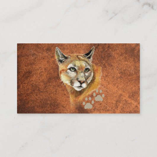 Puma, Mountain Lion, Cougar Tracks Business Card Visitenkarte (Rückseite)