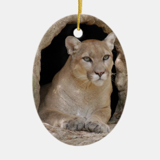 Puma-Weihnachtsverzierung Keramik Ornament (Vorne)