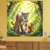 Pumafamilie im Herzen der Berge Leinwanddruck (Insitu (Wohnzimmer))