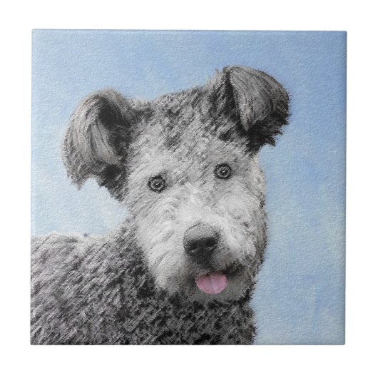 Pumi Painting - Niedliche Original Hunde Kunst Fliese (Vorderseite)