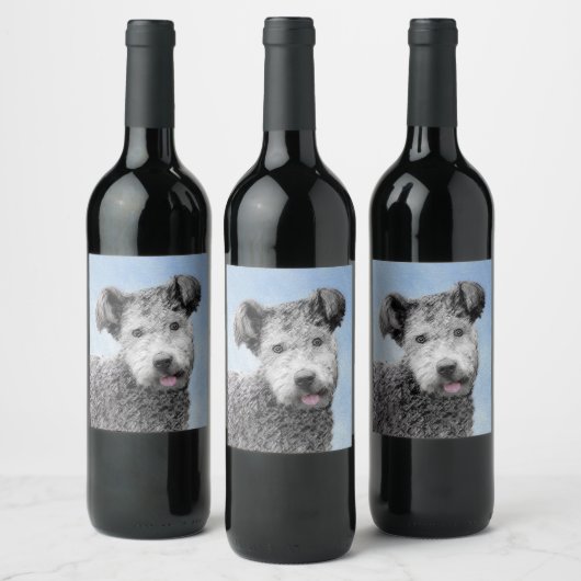 Pumi Painting - Niedliche Original Hunde Kunst Weinetikett (Flaschen)