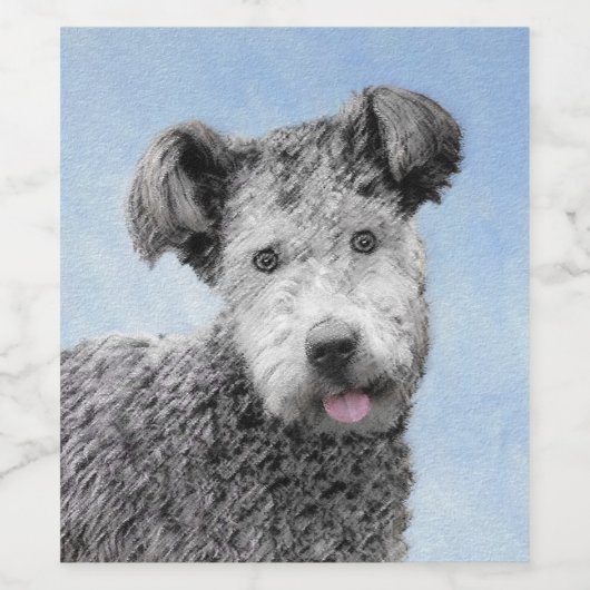 Pumi Painting - Niedliche Original Hunde Kunst Weinetikett (Einzelnes Label)