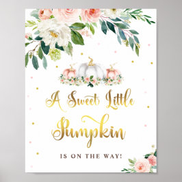 Pumkin Baby Dusche Rosa und Gold Party Zeichen Poster