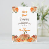 Pumkin Baby Shower Dankeskarte (Stehend Vorderseite)