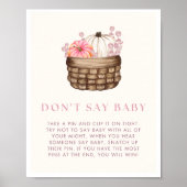 Pumkin Baby Shower Say Baby Game Sign Poster (Vorne)