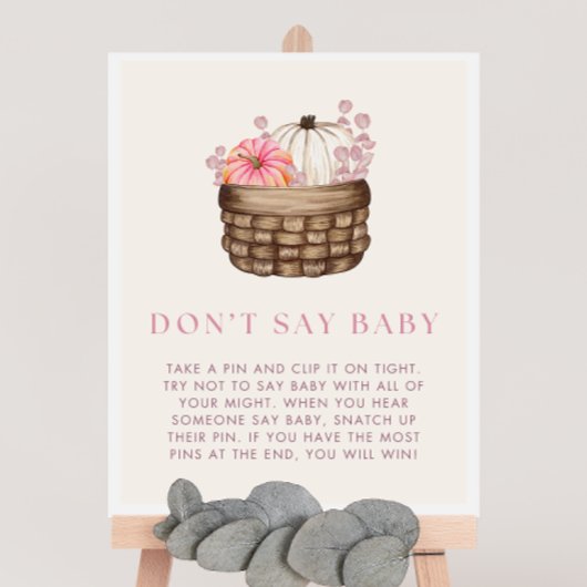 Pumkin Baby Shower Say Baby Game Sign Poster