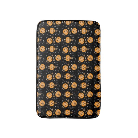 Pumkin Candy Bucket Pattern Orange Black Badematte (Vorderseite Vertikal)