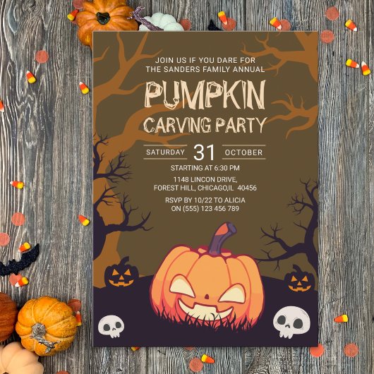 Pumkin Carving Party Halloween Einladung