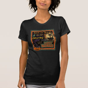 Pumkin Cat Trick-oder-Leckerei Halloween-Fledermäu T-Shirt