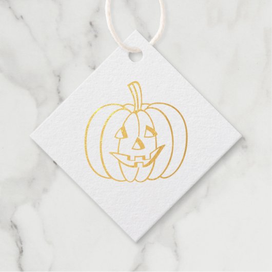 Pumkin Face Gold Foil Halloween Geschenkanhänger (Vorderseite)