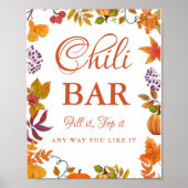 Pumkin Fall Baby Dusche Chili Bar Sign Poster (Vorne)