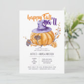 Pumkin Fall Baby Dusche Halloween Org/Purp Einladung (Stehend Vorderseite)