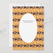 Pumkin Fall Baby Dusche Halloween Org/Purp Einladung (Rückseite)