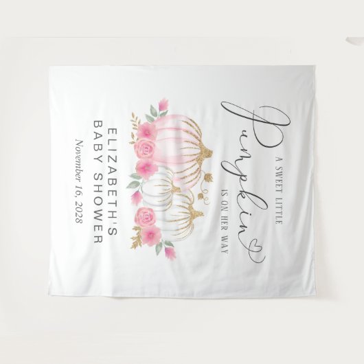 Pumkin Floral Baby Girl Duschkabine Foto Wandteppich (Vorderseite (Horizontal))