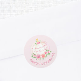 Pumkin Floral Girl's Baby Shower Pink Runder Aufkleber