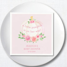 Pumkin Floral Pink Girl's Baby Shower