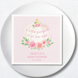 Pumkin Floral Pink Girl's Baby Shower Serviette