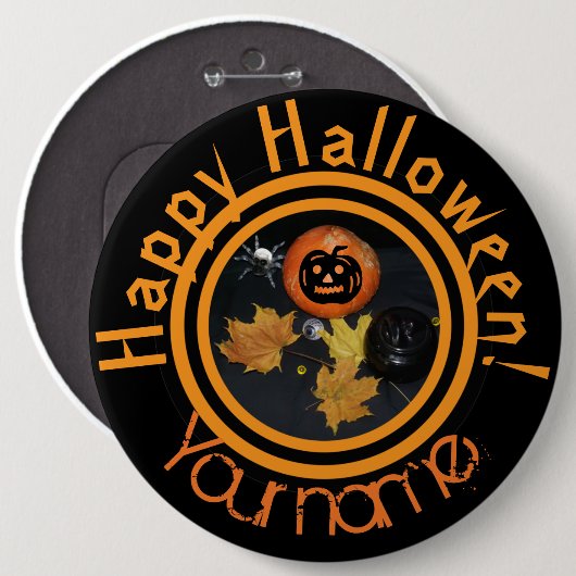 Pumkin Halloween Dekoration Button (Vorne & Hinten)