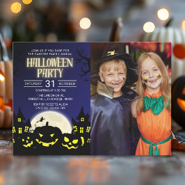 Pumkin Halloween Party Family Reunion with Photo Einladung