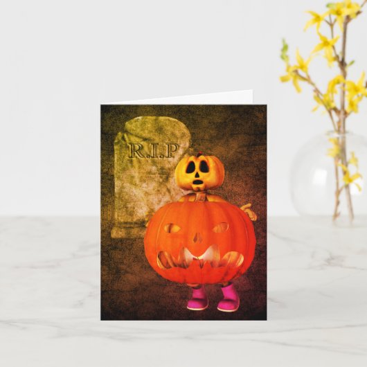 Pumkin Man Grabstein Halloween-Note-Karte Karte (Gelbe Blume)