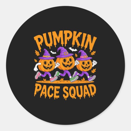 Pumkin Pace Squad Runner Costume Halloween Runnin Runder Aufkleber (Vorderseite)