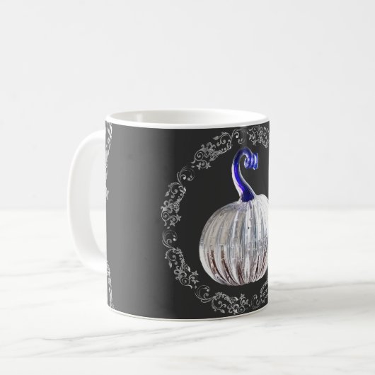 Pumkin silbergraue blaue Fall elegant Kaffeetasse (Vorderseite Links)