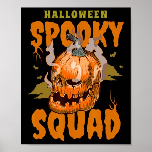 Pumkin Skull Halloween Spooky Squad Graphic Men Poster (Vorne)