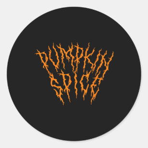 Pumkin Spice Fun Heavy Black Metal Music Hallowee Runder Aufkleber
