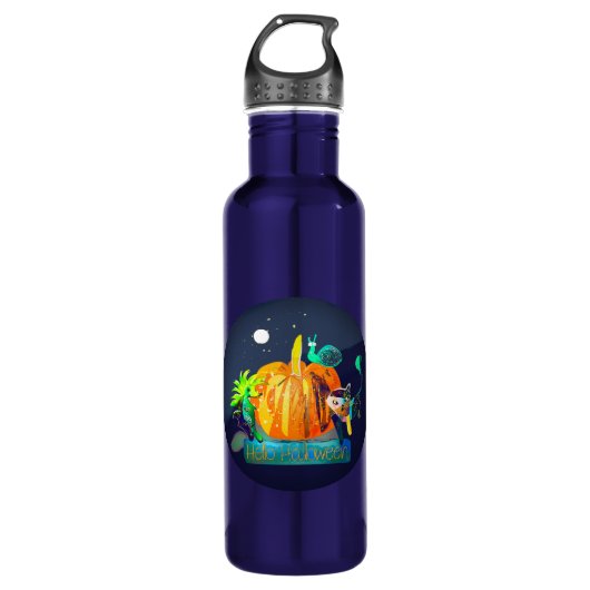 Pumkin Spirit Magic Fun Halloween Animals & Moon Edelstahlflasche (Vorderseite)